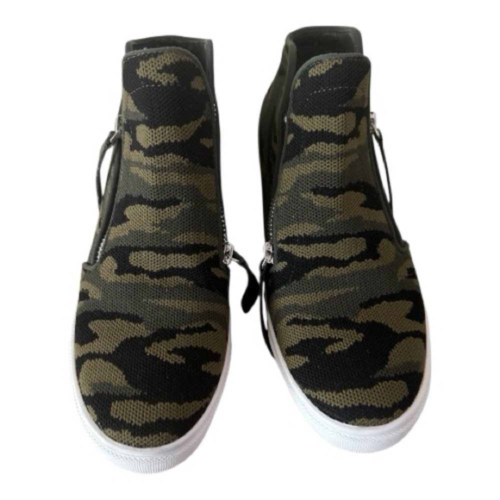 Steve Madden Green Camo High-Top Wedge Sneakers